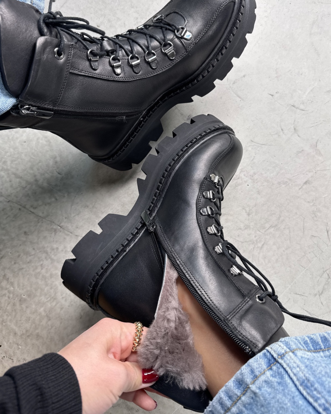 Cizme cu toc înalt și căptușeală din fleece pentru femei